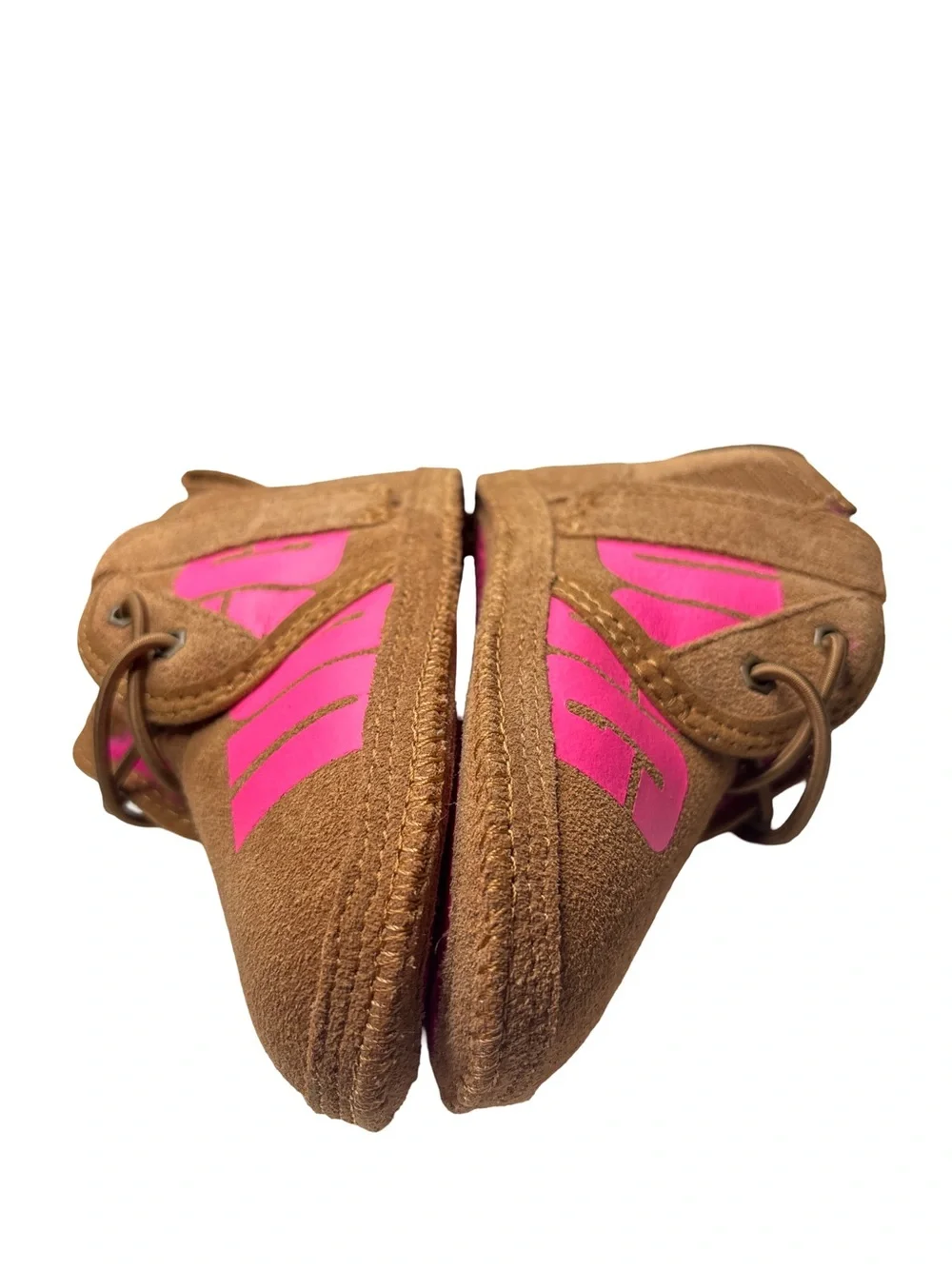 UGG Toddlers Brown Suede Moccasins Pink Trim Size 4-5